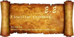 Einviller Erzsébet névjegykártya